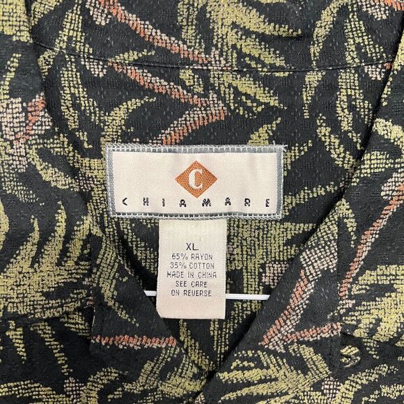 Chiamare Button Down Men XL Black Palm Trees Short Sleeve Hawaiian Tropical - Picture 5 of 9